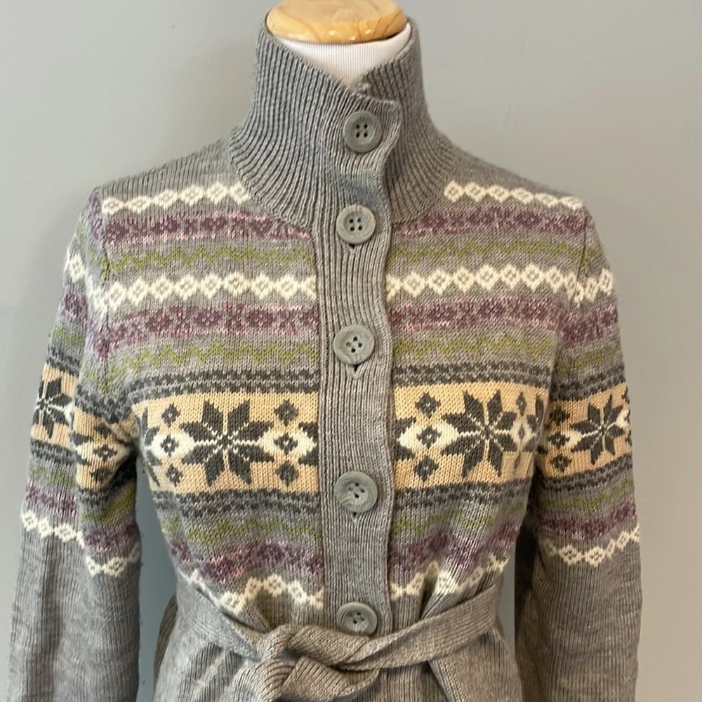 Sundance FairIsle cardigan - grey / snowflake sweater- size medium - Picture 2 of 5